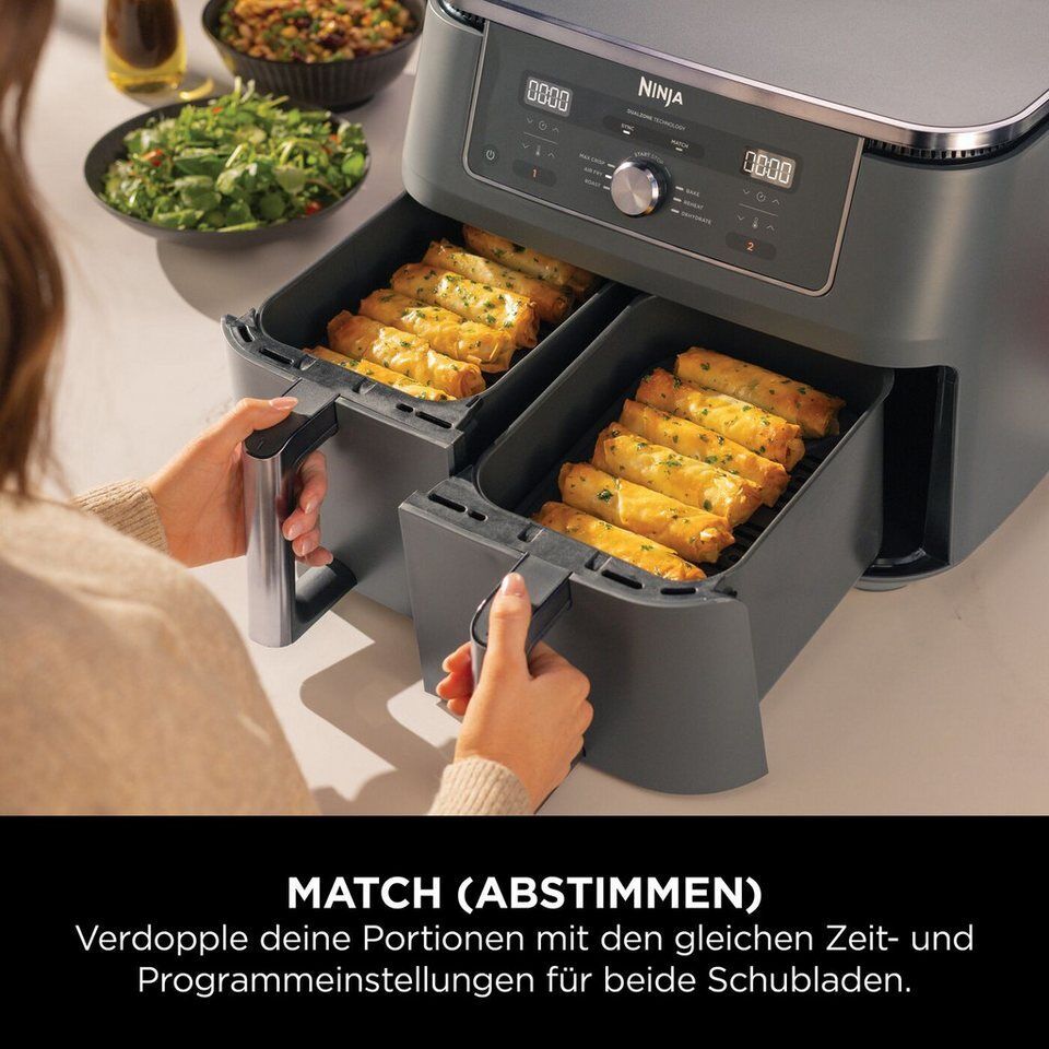 NINJA Heißluftfritteuse Ninja MAX 6-in-1 Dual Zone Air Fryer 9.5L DZ400EU, 2470