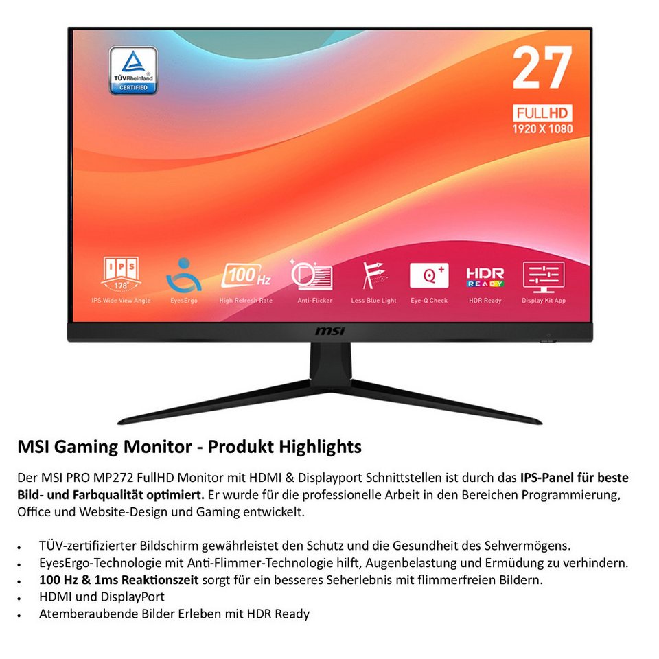 Meinpc AMD Ryzen 7 Set Gaming-PC-Komplettsystem (27", AMD Ryzen 7 5700G, Radeon,