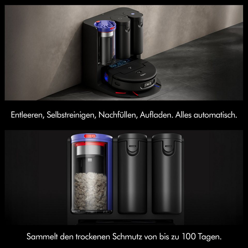 DYSON Saugroboter mit Wischfunktion spot+scrub Ai, beutellos, Beseitigt versteck