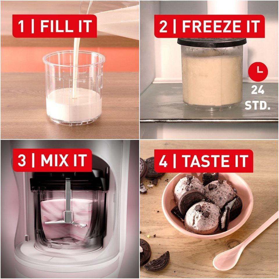 Tefal Eismaschine Dolci, 1,4 l, 600 W, 10 Programme, automatisches Reinigungspro