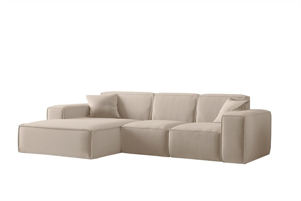 Fun Möbel Ecksofa Designersofa CELES PREMIUM Ottomane Rechts oder Links in Stoff