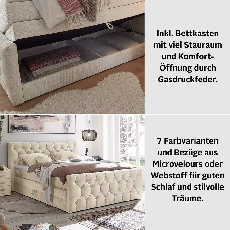 ED EXCITING DESIGN Boxspringbett "Cashfield", inkl. zwei Bettkästen & Topper, er