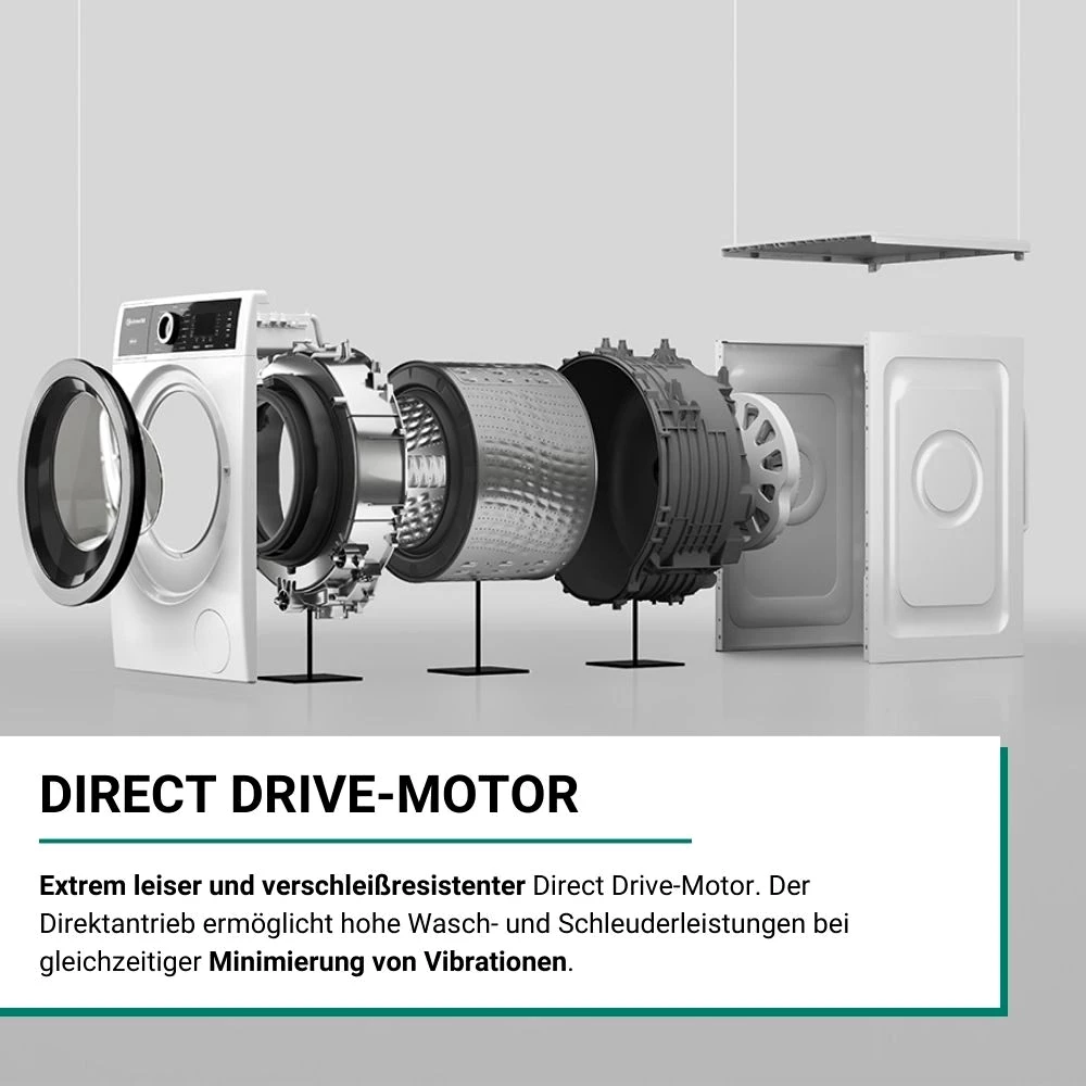 BAUKNECHT Waschmaschine B6R 88E SILENCE DE, 8 kg, 1400 U/min, Dampfprogramm, besonders leise
