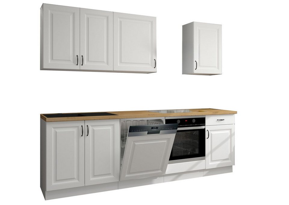 Küchen-Preisbombe Küchenzeile Stilo Weiss 250 cm Küchenblock Einbauküche Landhau