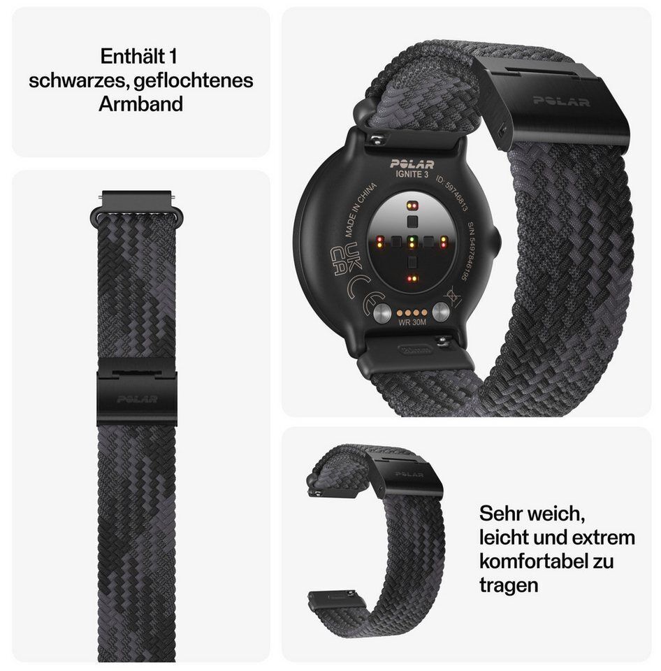 Polar IGNITE 3 BRAIDED YARN Smartwatch (3,3 cm/1,28 Zoll, Proprietär)